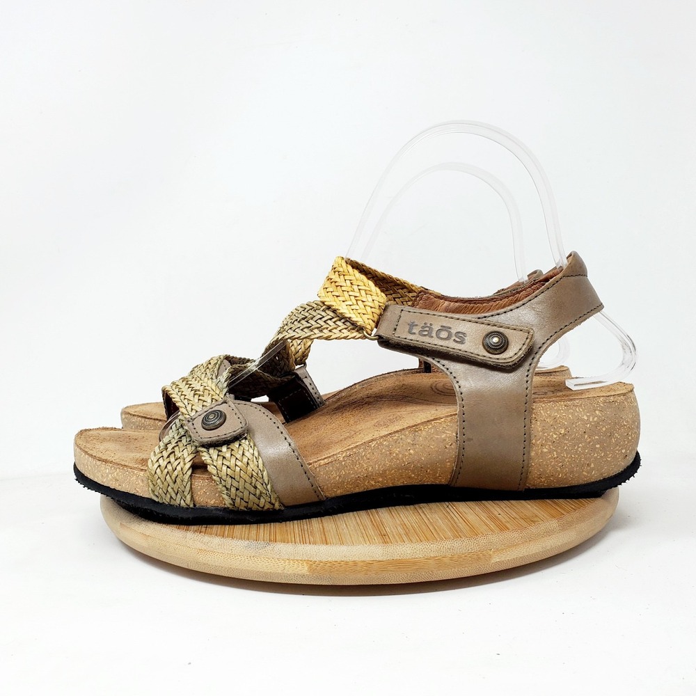 Taos Trulie Sandals Womens 39 Z Cross Strap Woven Strappy Low Wedge Shoes